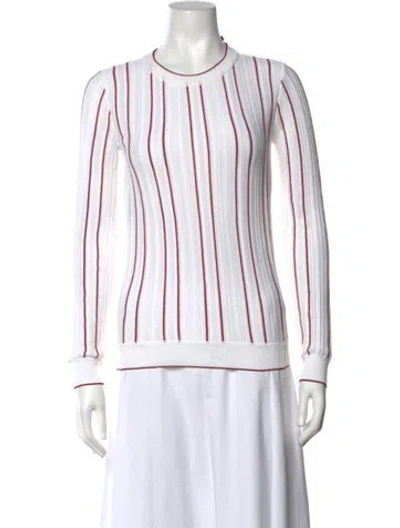 Pre-owned Derek Lam Striped Crew Neck Sweater In White