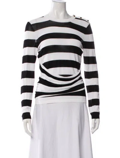 Pre-owned Derek Lam Striped Crew Neck Top In Black