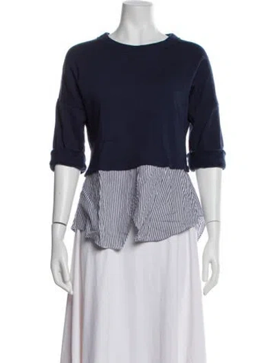 Pre-owned Derek Lam Striped Crew Neck Top In Blue