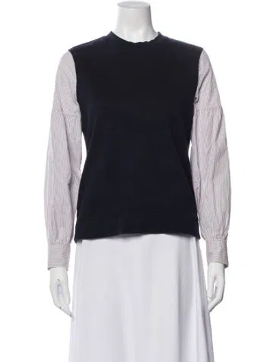 Pre-owned Derek Lam Striped Crew Neck Top In Blue