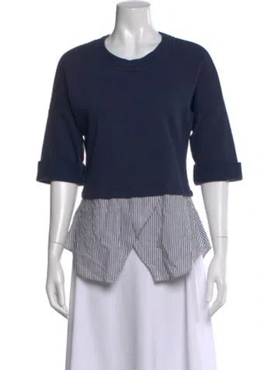 Pre-owned Derek Lam Striped Crew Neck Top In Blue