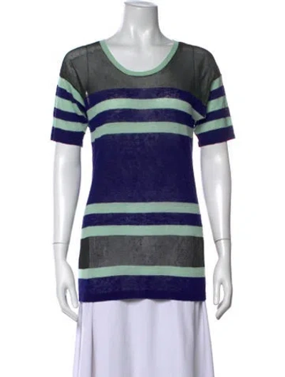 Pre-owned Derek Lam Striped Crew Neck Top In Blue