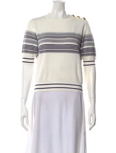 Pre-owned Derek Lam Striped Crew Neck Top W/ Tags In White