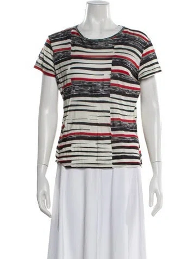 Pre-owned Derek Lam Striped Crew Neck T-shirt In Black