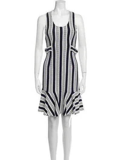 Pre-owned Derek Lam Striped Knee-length Dress In White