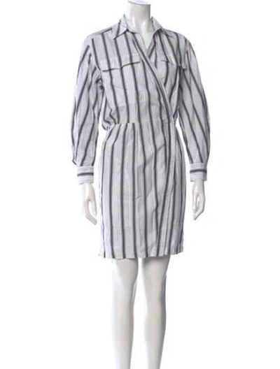 Pre-owned Derek Lam Striped Knee-length Dress In White