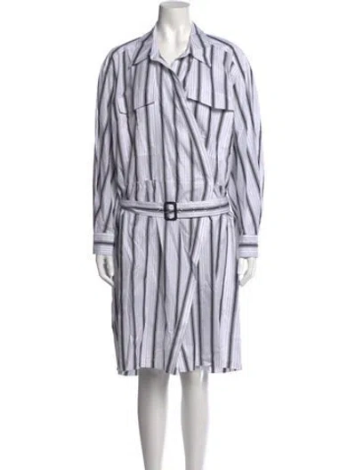 Pre-owned Derek Lam Striped Knee-length Dress In White