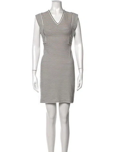 Pre-owned Derek Lam Striped Knee-length Dress In White