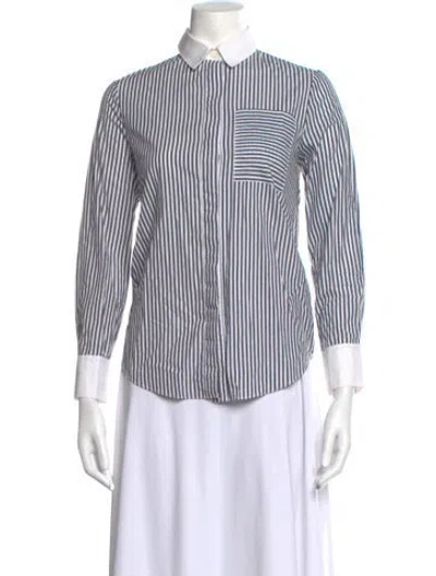 Pre-owned Derek Lam Striped Long Sleeve Button-up Top In Grey