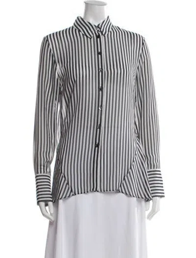 Pre-owned Derek Lam Striped Long Sleeve Button-up Top In White