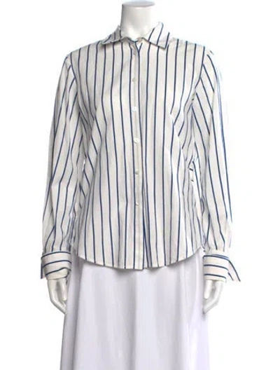 Pre-owned Derek Lam Striped Long Sleeve Button-up Top In White