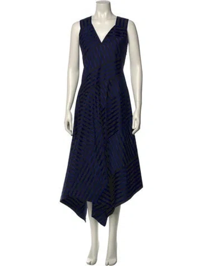 Pre-owned Derek Lam Striped Midi Length Dress In Black