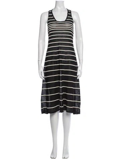 Pre-owned Derek Lam Striped Midi Length Dress In Black
