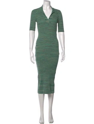 Pre-owned Derek Lam Striped Midi Length Dress In Green