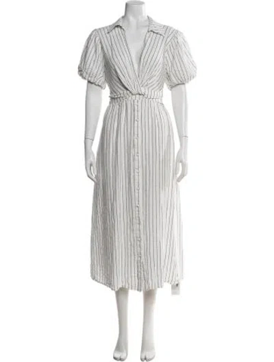 Pre-owned Derek Lam Striped Midi Length Dress In White