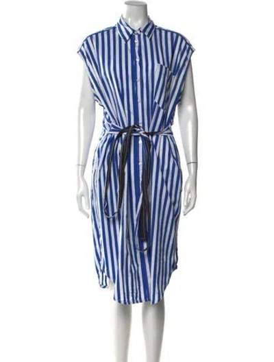 Pre-owned Derek Lam Striped Midi Length Dress In White