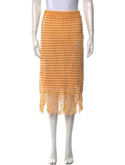 Pre-owned Derek Lam Striped Midi Length Skirt W/ Tags In Yellow