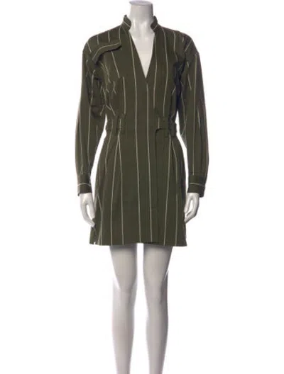 Pre-owned Derek Lam Striped Mini Dress In Green