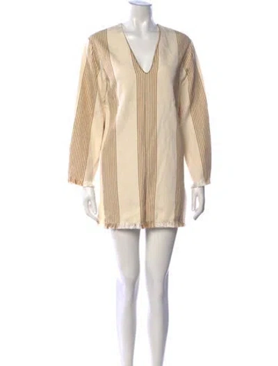 Pre-owned Derek Lam Striped Mini Dress In Neutrals
