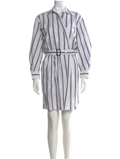 Pre-owned Derek Lam Striped Mini Dress In White