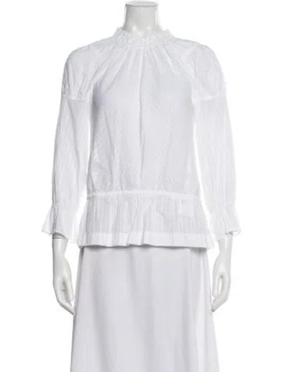Pre-owned Derek Lam Striped Mock Neck Blouse In White