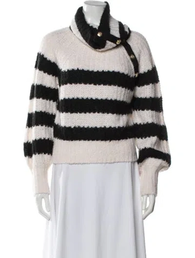 Pre-owned Derek Lam Striped Mock Neck Sweater In Black/neutrals