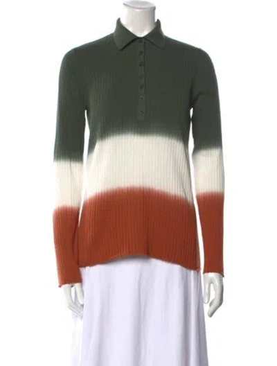 Pre-owned Derek Lam Striped Mock Neck Sweater In Green
