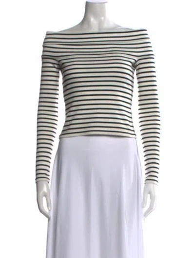 Pre-owned Derek Lam Striped Off-the-shoulder Top In White