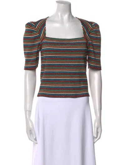Pre-owned Derek Lam Striped Square Neckline Crop Top In Multi