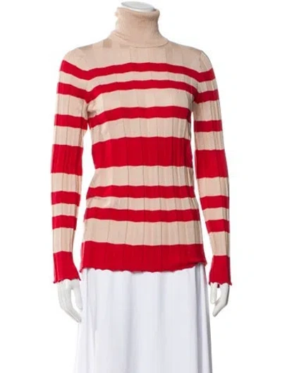 Pre-owned Derek Lam Striped Turtleneck Top In Red