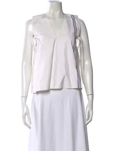 Pre-owned Derek Lam Striped V-neck Blouse In White