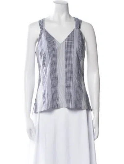Pre-owned Derek Lam Striped V-neck Top W/ Tags In Blue