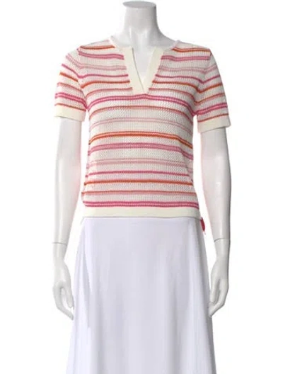 Pre-owned Derek Lam Striped V-neck Top W/ Tags In Blue