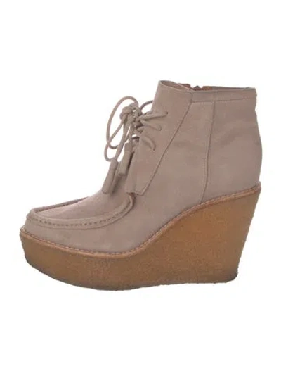Pre-owned Derek Lam Suede Lace-up Boots In Gray