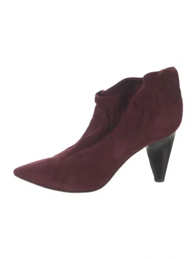 Pre-owned Derek Lam Suede Ruffle Embellishment Boots In Burgundy