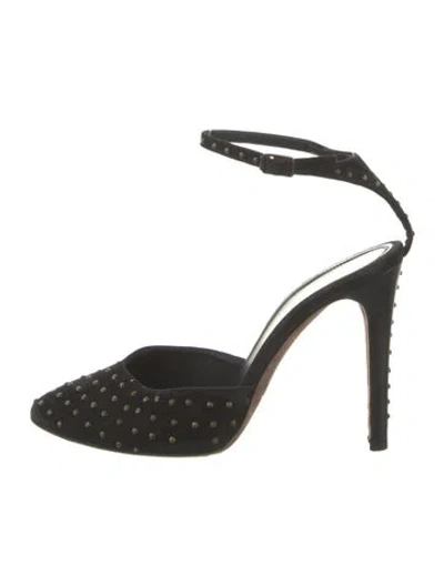Pre-owned Derek Lam Suede Studded Accents Mules In Black