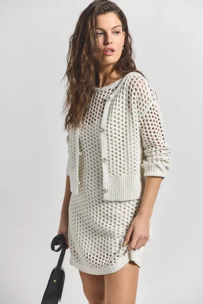 Derek Lam Syvie Crochet Sequin Cardigan In Gray