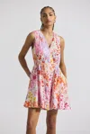 Derek Lam Tia Floral Printed Stretch Linen Mini Dress
