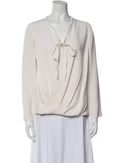 Pre-owned Derek Lam Tie Neck Long Sleeve Blouse In Neutral