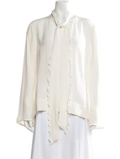 Pre-owned Derek Lam Tie Neck Long Sleeve Blouse In Neutral