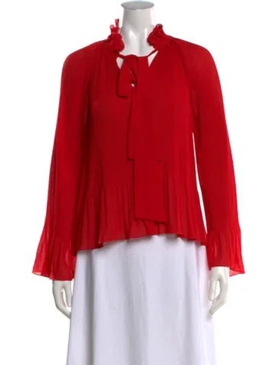 Pre-owned Derek Lam Tie Neck Long Sleeve Blouse In Red