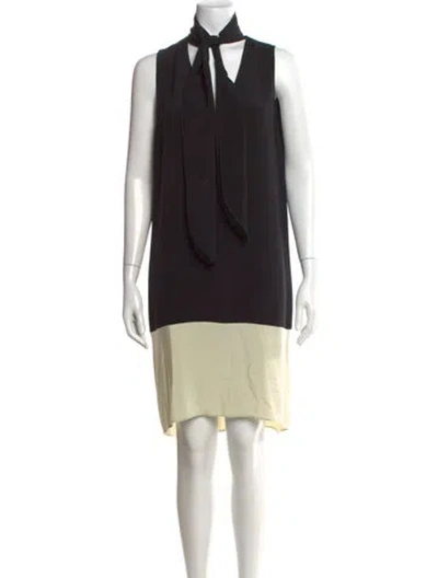 Pre-owned Derek Lam Tie Neck Midi Length Dress In Black/neutrals