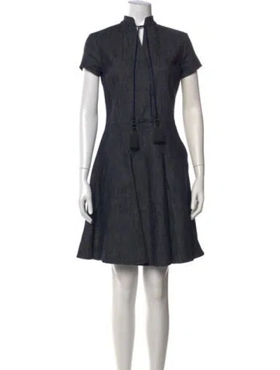 Pre-owned Derek Lam Tie Neck Mini Dress In Blue