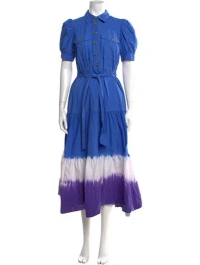 Pre-owned Derek Lam Tie-dye Print Long Dress In Blue