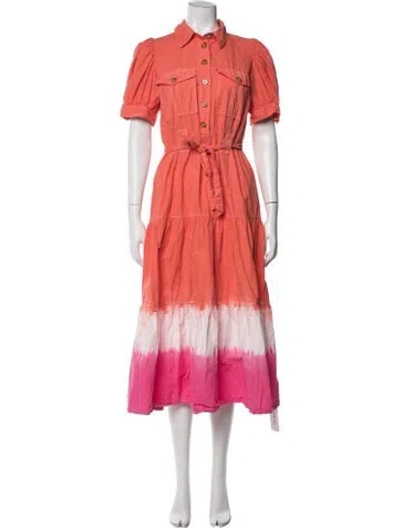 Pre-owned Derek Lam Tie-dye Print Long Dress W/ Tags In Orange