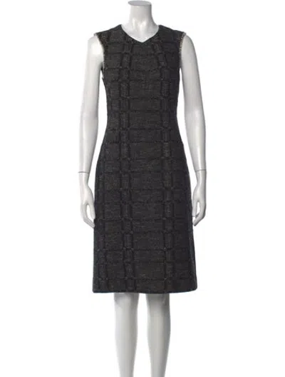 Pre-owned Derek Lam Tweed Pattern Knee-length Dress In Black