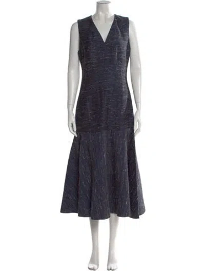 Pre-owned Derek Lam Tweed Pattern Midi Length Dress In Blue