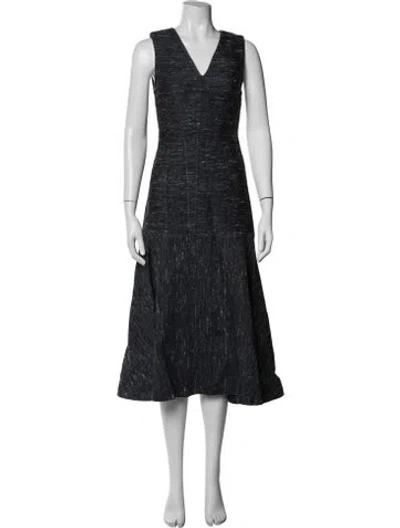 Pre-owned Derek Lam Tweed Pattern Midi Length Dress In Blue