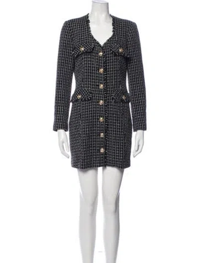 Pre-owned Derek Lam Tweed Pattern Mini Dress In Black