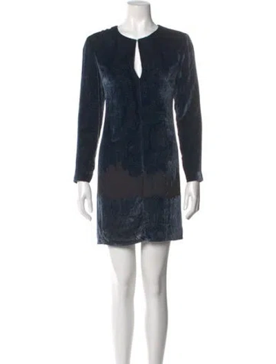 Pre-owned Derek Lam Velour Mini Dress In Blue